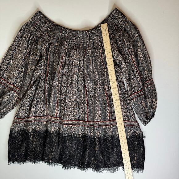 Vanessa Virginia Anthropologie Womens Lace Trim Off the Shoulder Tunic Top Sz M - Picture 13 of 15